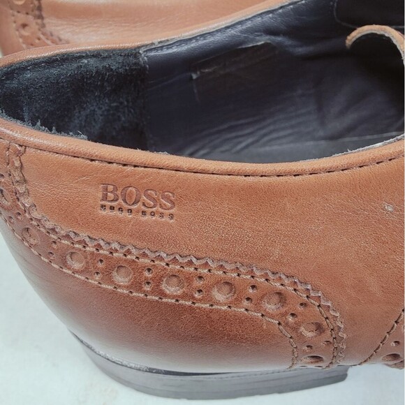 BOSS Hugo Boss Clasto Cognac Leather Wingtip Oxford Dress Shoes, Sz 8.5 main image 12
